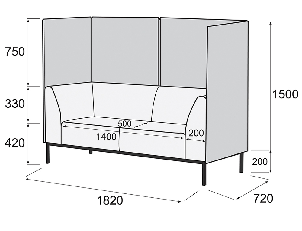 Диван 3-х местный купе Ультра Купе