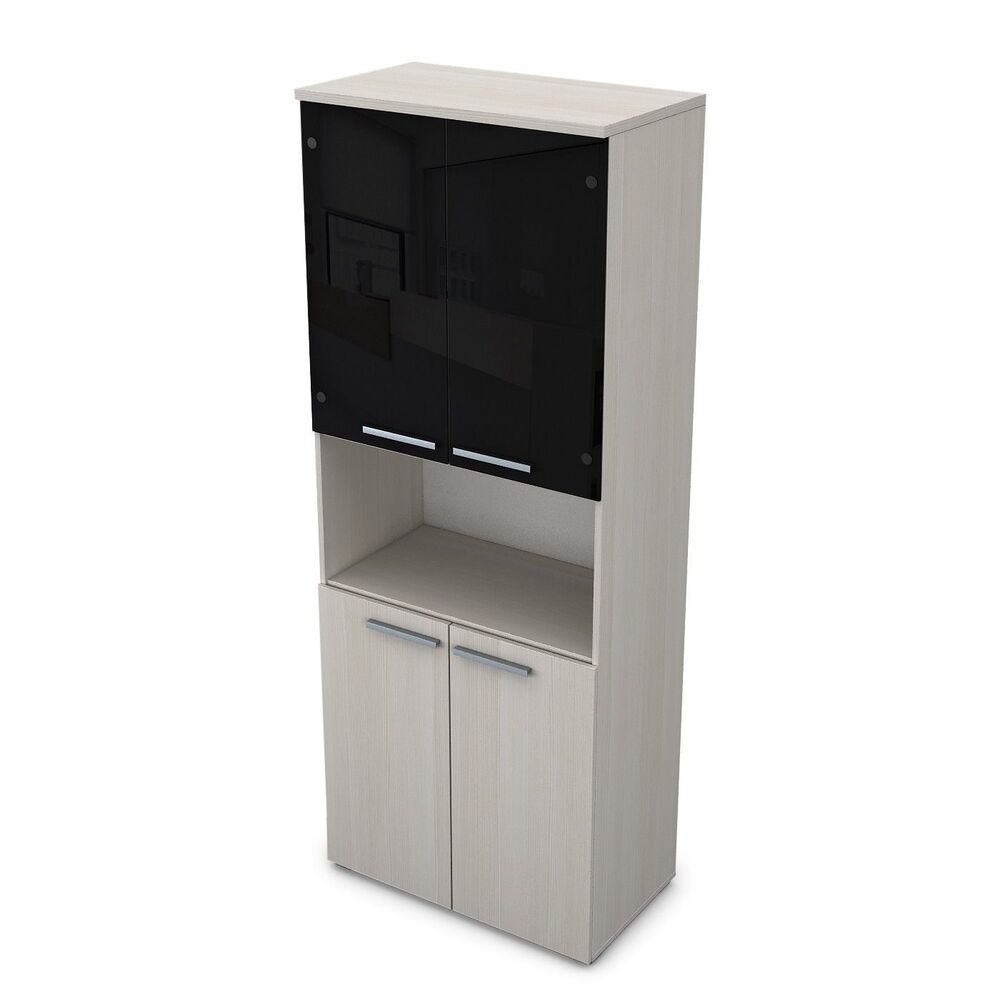 Шкаф высокий со стеклом и нишей