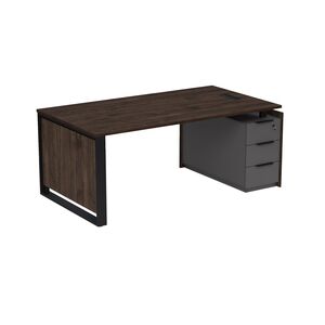 Стол рабочий с лючком, на опорной угловой тумбе