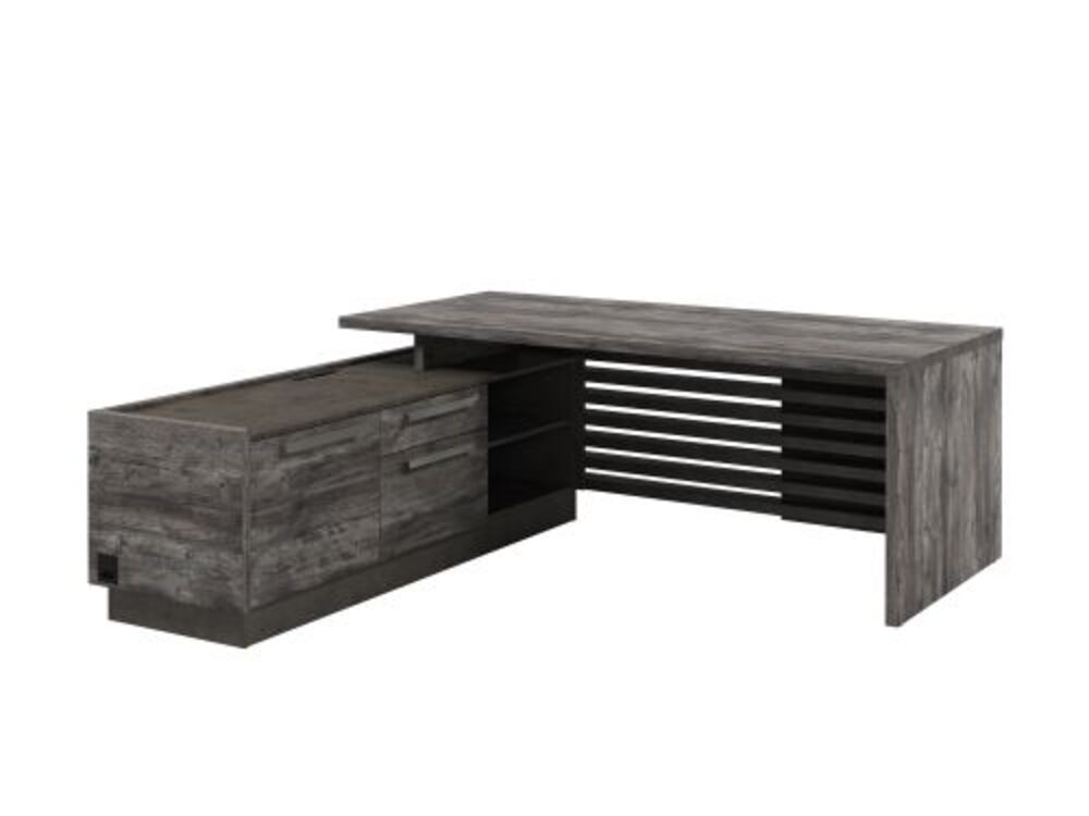 Стол руководителя с опорной тумбой с блоком розеток (левый)