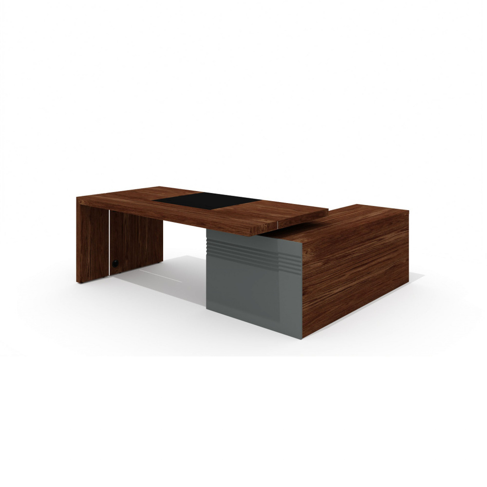 Стол с опорной тумбой, бюваром и кабель-каналом (левый)