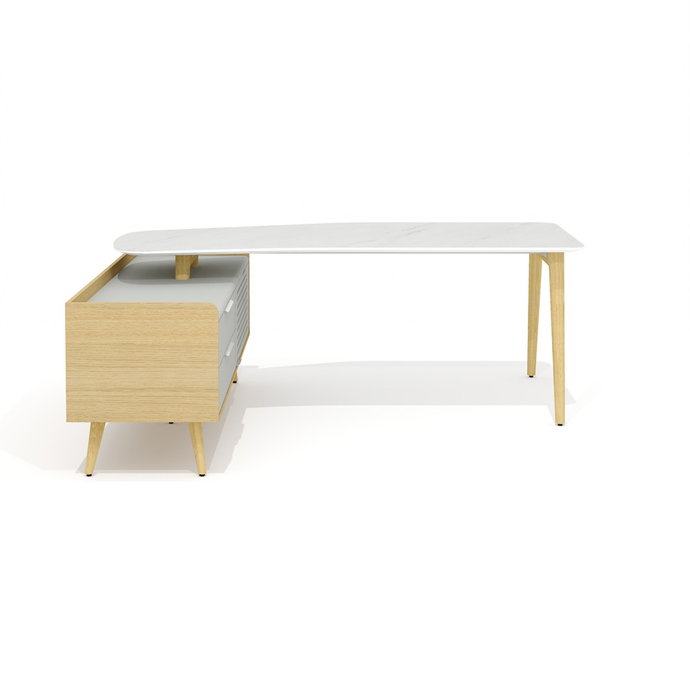 Стол рабочий эргономичный с опорной тумбой