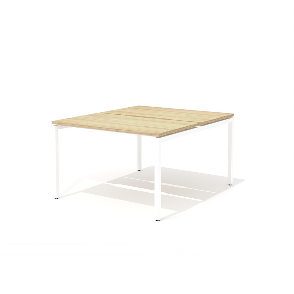 Сдвоенный стол прямой с вырезом на металлокаркасе