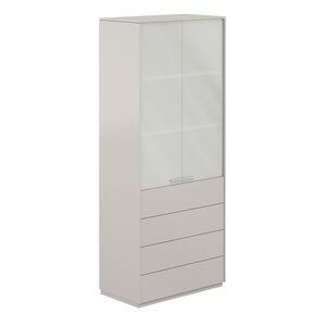 Шкаф высокий со стеклом матовым, 4 ящ