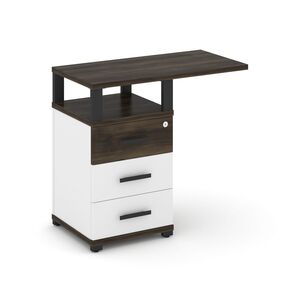 Тумба приставная узкая 3 ящика со свесом с надставкой широкой