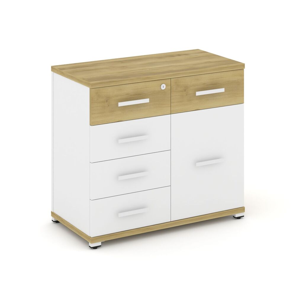 Тумба приставная широкая 5 ящиков + 1 распашной фасад