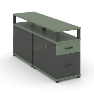 Тумба двухсторонняя приставная 1 ящик + 1 распашной фасад с надставкой