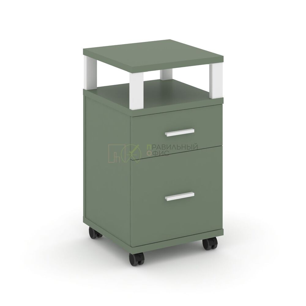 Тумба мобильная 1 ящик + 1 распашной фасад с надставкой