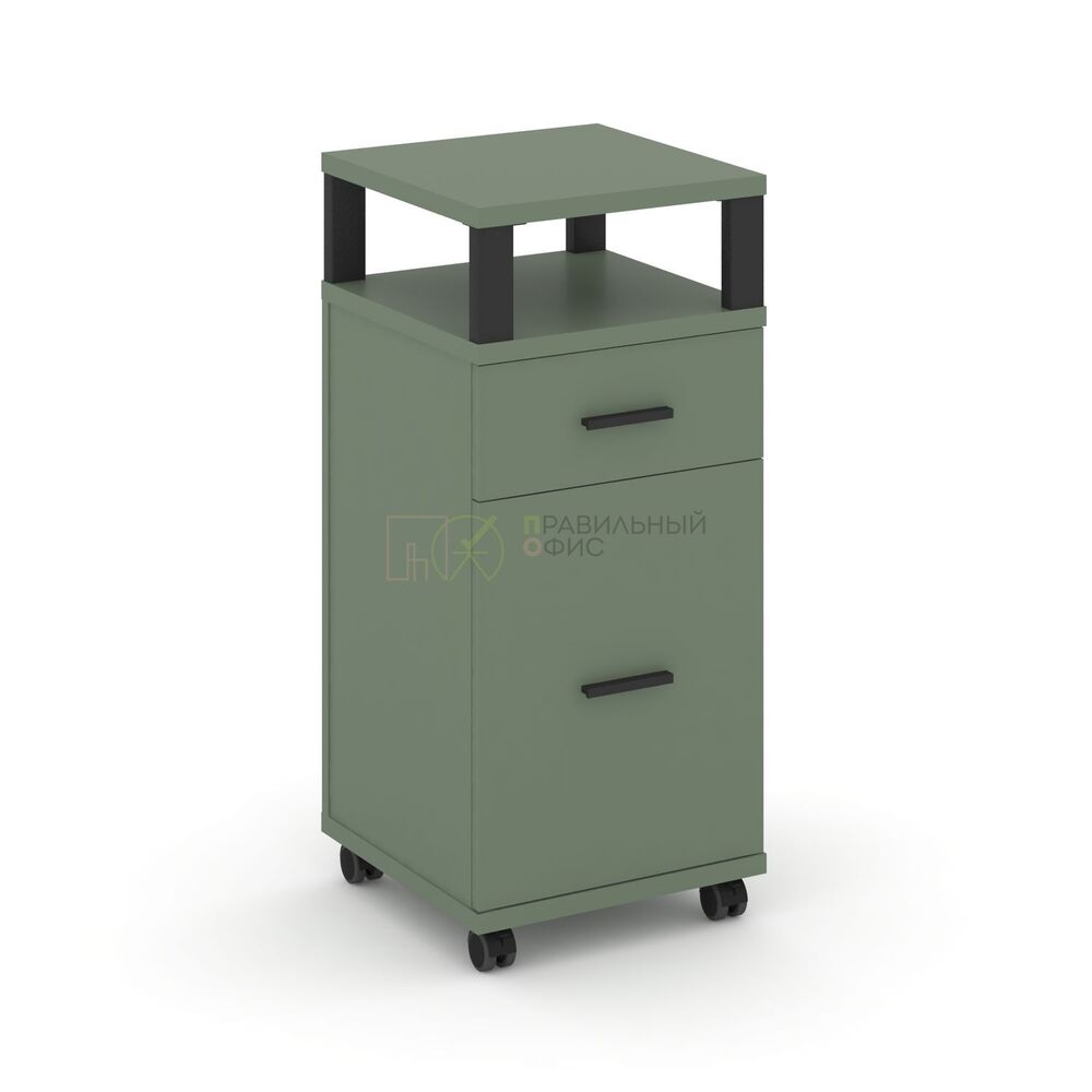 Тумба мобильная 1 ящик + 1 распашной фасад с надставкой