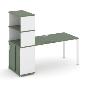 Стол рабочий с опорным шкафом купе с надставкой высокой