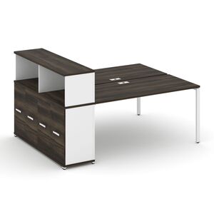 Рабочая станция с опорным распашным шкафом с надставкой низкой