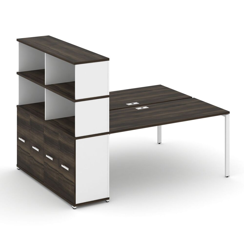 Рабочая станция с опорным распашным шкафом с надставкой высокой