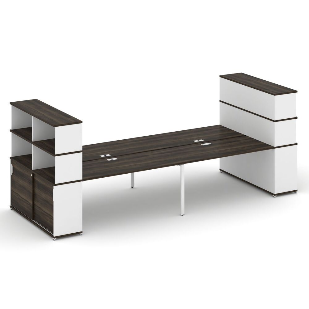 Рабочая станция с опорными шкафами купе с надставкой высокой