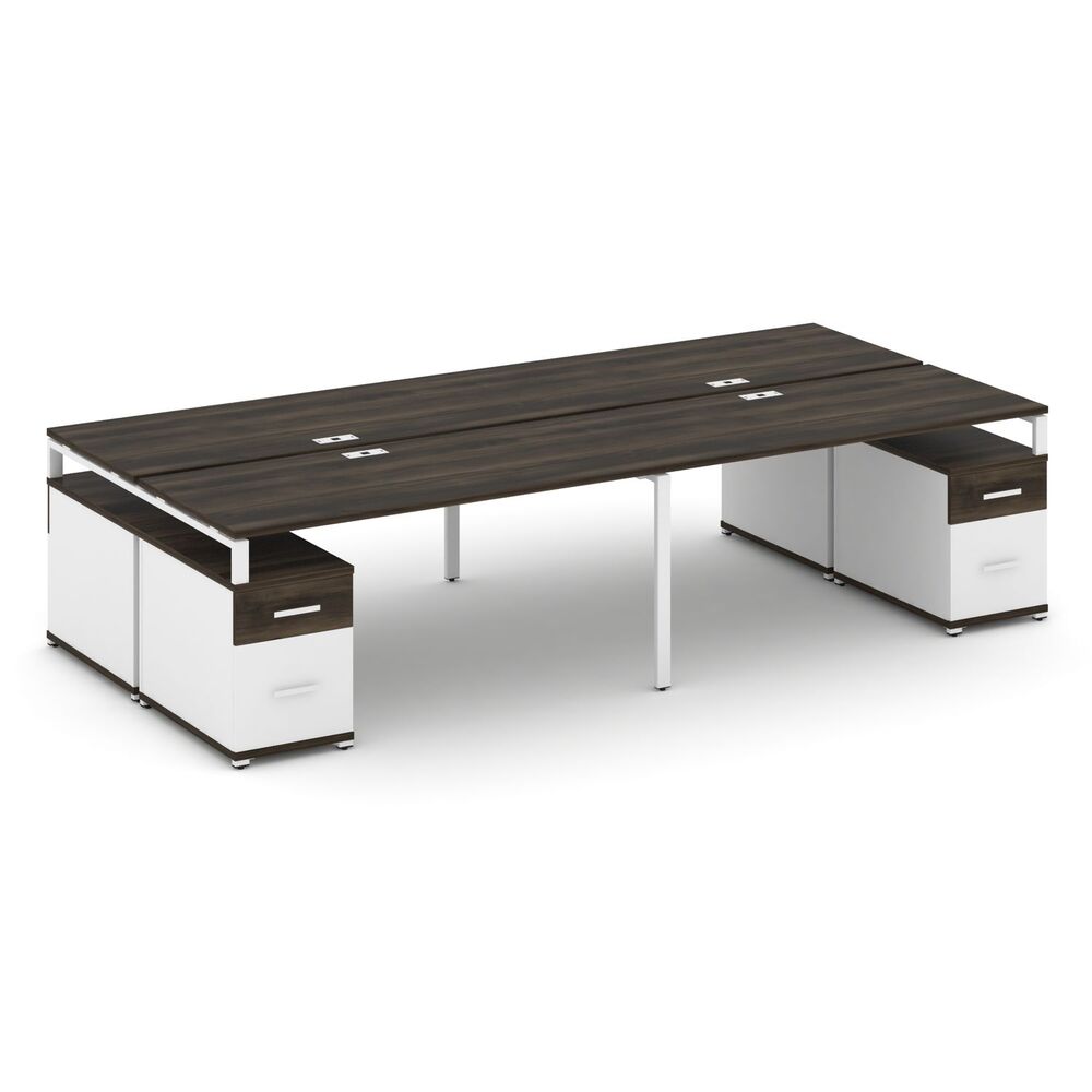 Рабочая станция на 4 места с двумя двухсторонними опорными тумбами