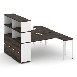 Рабочая станция с опорным распашным шкафом с надставкой высокой