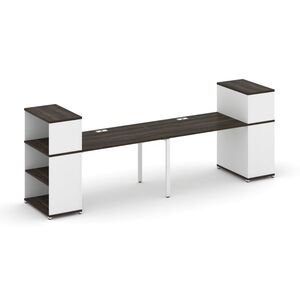 Рабочая станция с опорными стеллажами с надставкой низкой