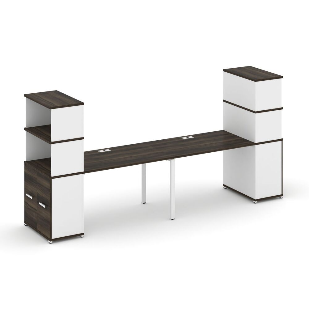 Рабочая станция с опорными распашными шкафами с надставкой высокой