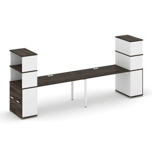 Рабочая станция с опорными распашными шкафами с надставкой высокой