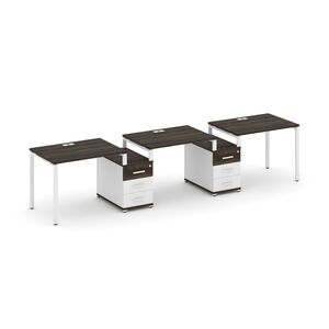 Рабочая станция на 3 места с двумя опорными тумбами