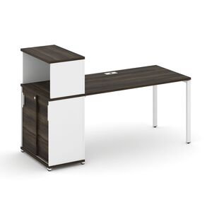 Стол рабочий с опорным шкафом купе с надставкой низкой