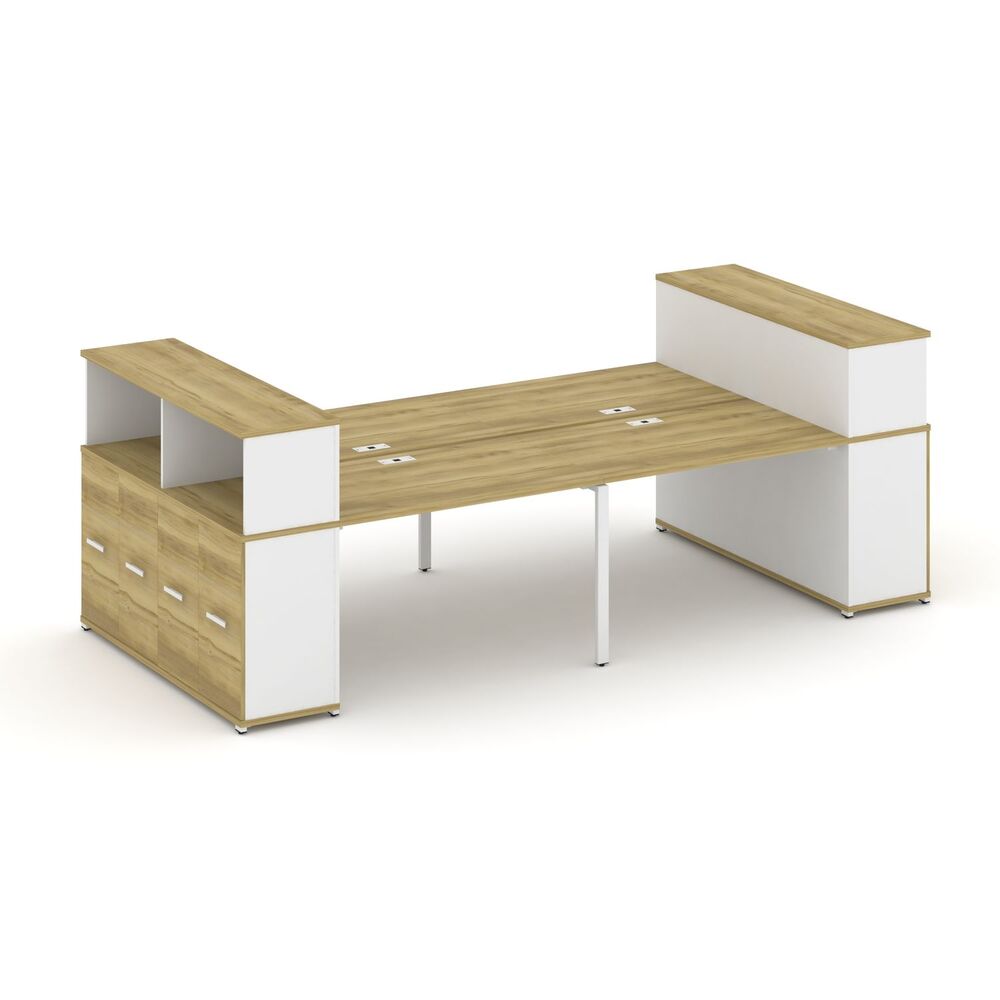 Рабочая станция с опорными распашными шкафоми с надставкой низкой