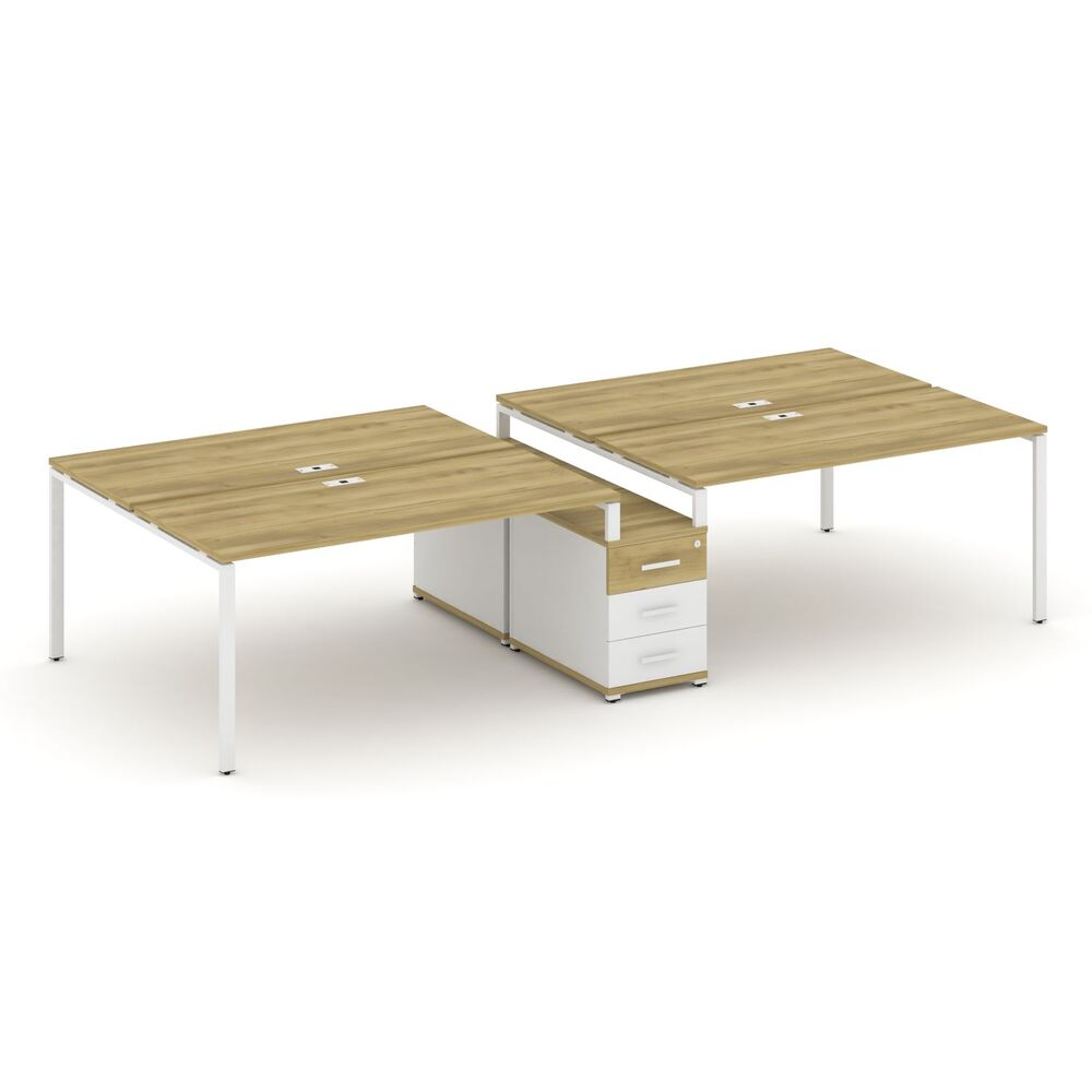 Рабочая станция на 4 места с двухсторонней опорной тумбой