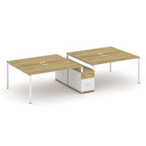 Рабочая станция на 4 места с двухсторонней опорной тумбой