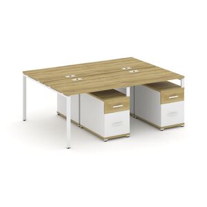 Рабочая станция на 4 места с двумя двухсторонними опорными тумбами