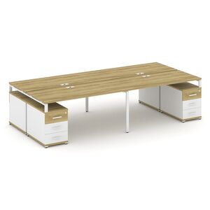 Рабочая станция на 4 места с двумя двухсторонними опорными тумбами