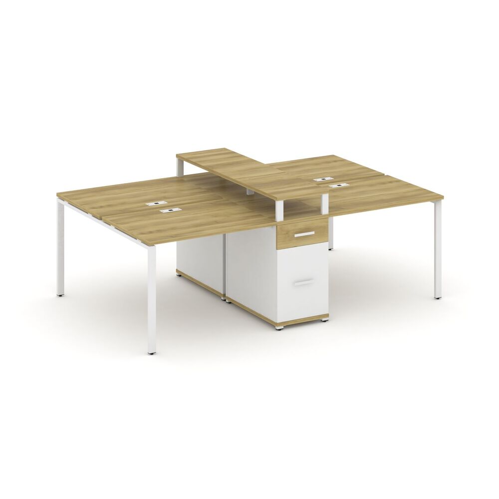 Рабочая станция на 4 места с одной опорной тумбой