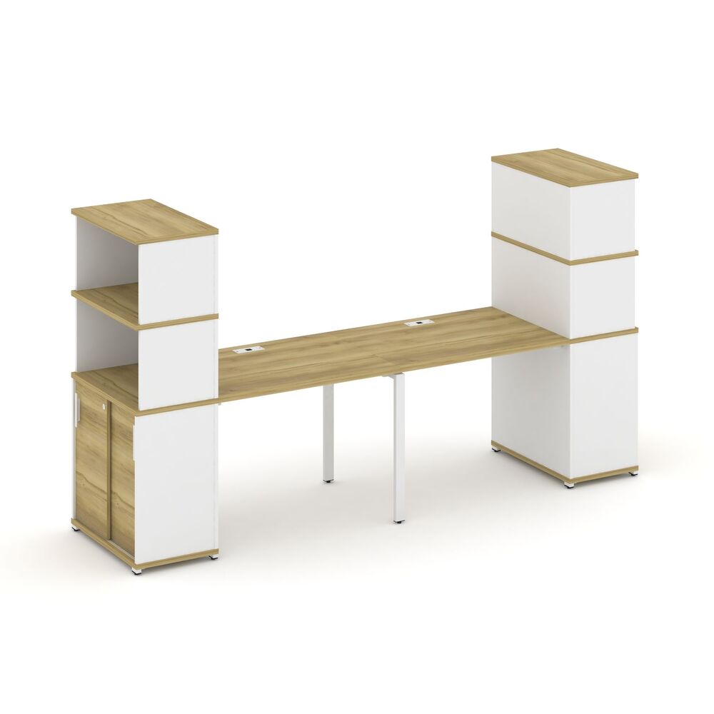 Рабочая станция с опорными шкафом купе с надставкой высокой