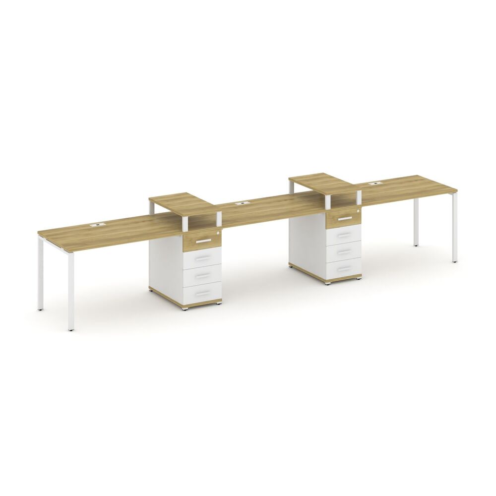 Рабочая станция на 3 места с двумя опорными тумбами