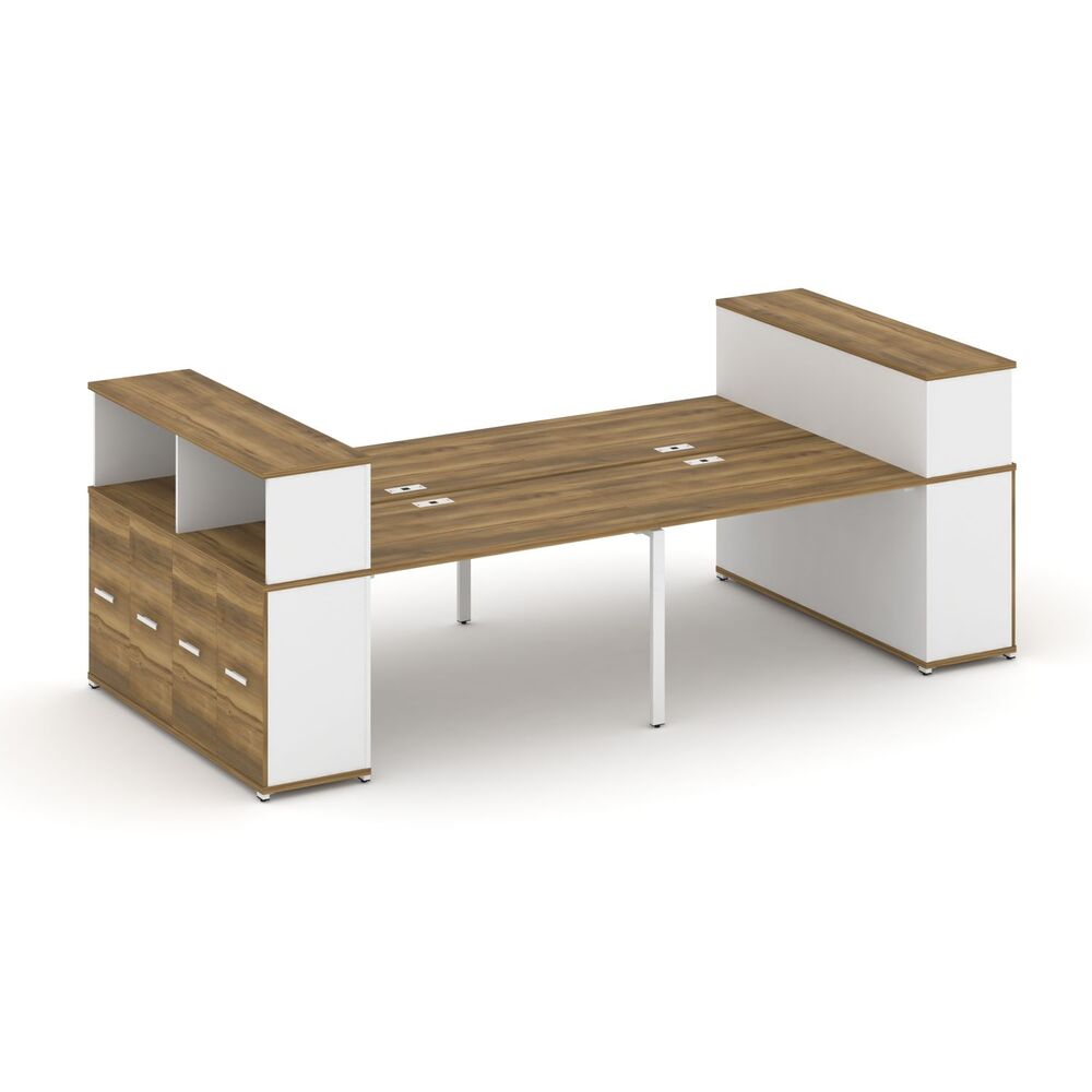 Рабочая станция с опорными распашными шкафоми с надставкой низкой