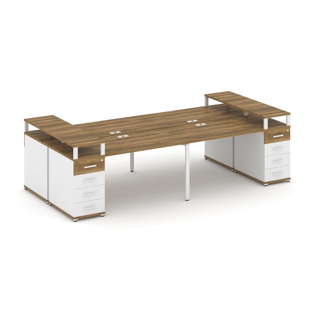 Рабочая станция на 4 места с двумя опорными тумбами