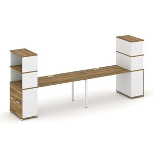 Рабочая станция с опорными распашными шкафами с надставкой высокой