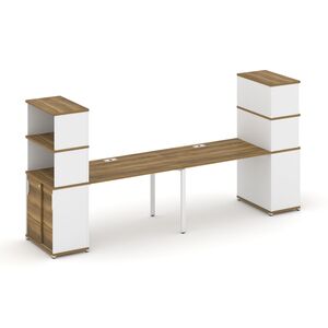 Рабочая станция с опорными шкафом купе с надставкой высокой