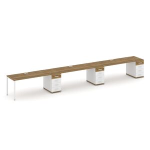 Рабочая станция на 3 места с тремя опорными тумбами