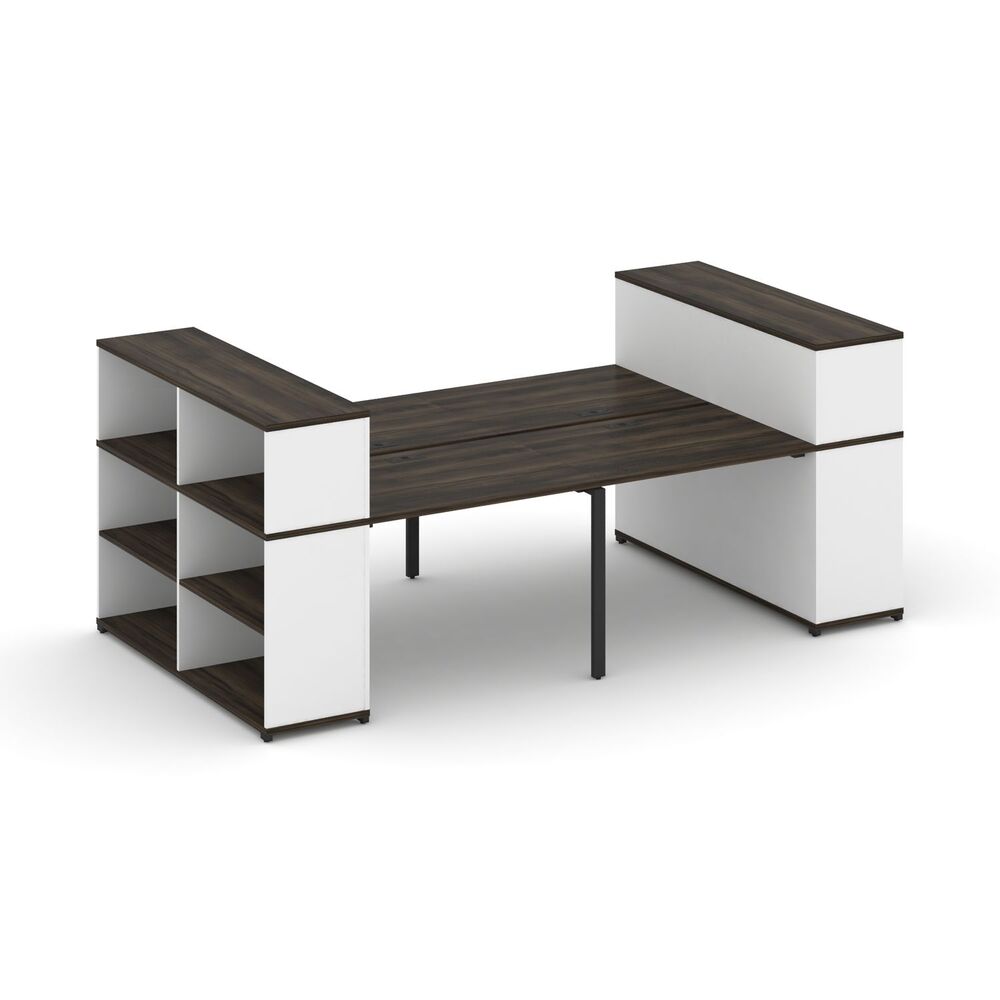 Рабочая станция с опорными стеллажами с надставкой низкой