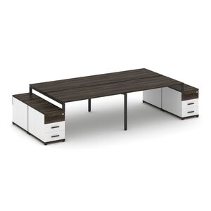 Рабочая станция на 4 места с двумя двухсторонними опорными тумбами