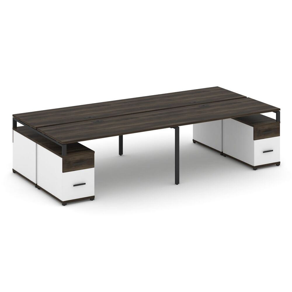 Рабочая станция на 4 места с двумя двухсторонними опорными тумбами