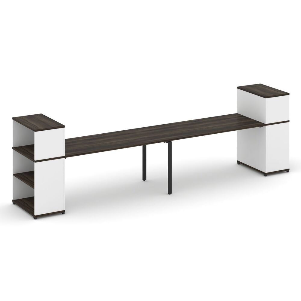 Рабочая станция с опорными стеллажами с надставкой низкой