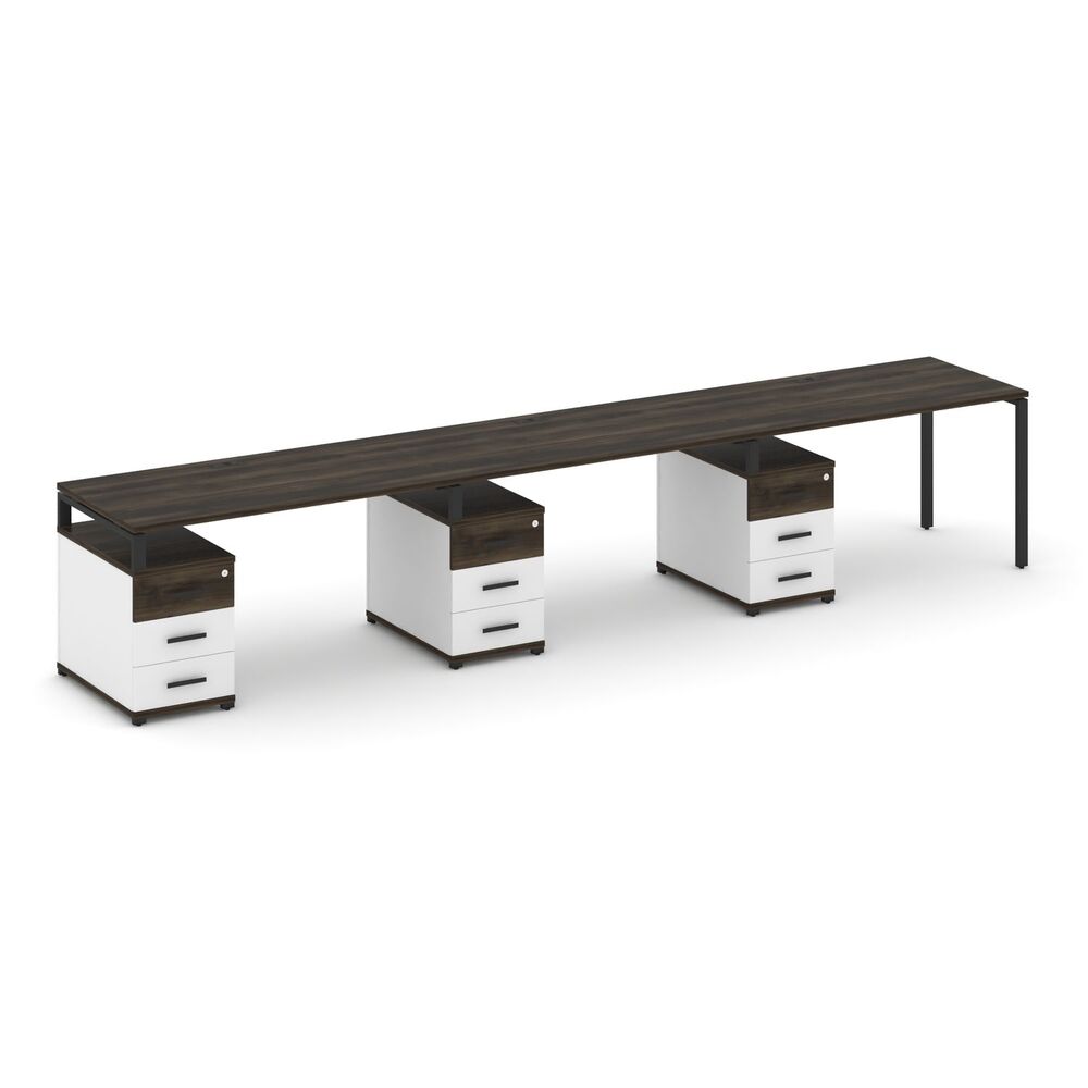 Рабочая станция на 3 места с тремя опорными тумбами