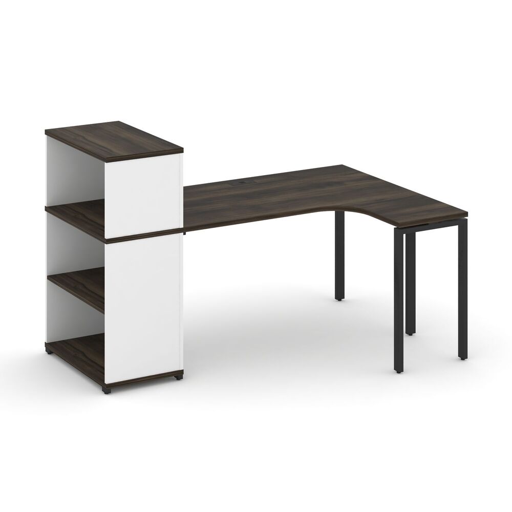 Стол эргономичный с опорным стеллажом с надставкой низкой правый