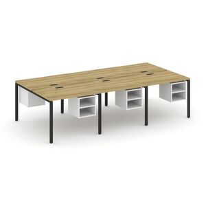 Рабочая станция двухсторонняя с подвесными тумбами на 6 мест