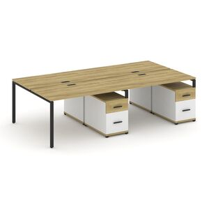 Рабочая станция на 4 места с двумя двухсторонними опорными тумбами