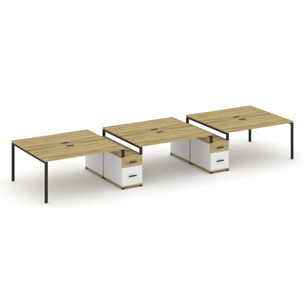 Рабочая станция на 6 мест с двумя двухсторонними опорными тумбами