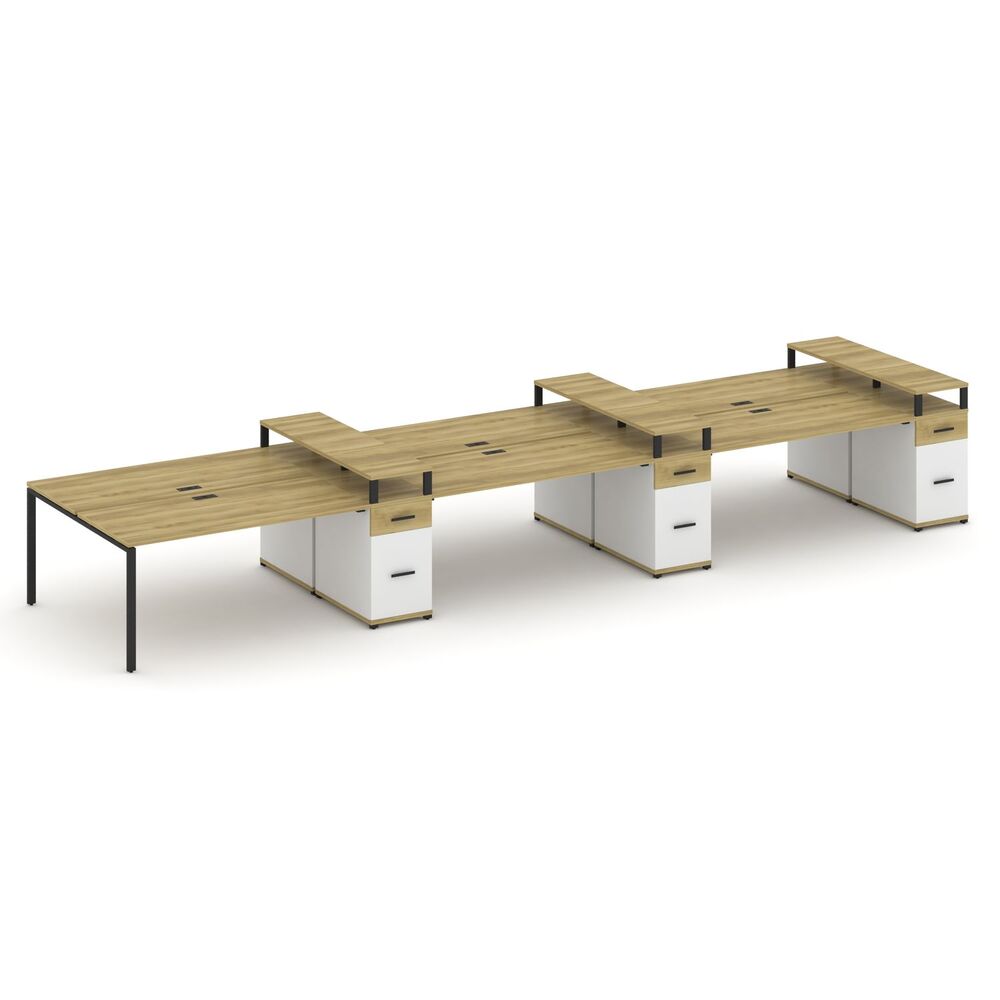 Рабочая станция на 6 мест с тремя опорными тумбами