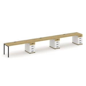 Рабочая станция на 3 места с тремя опорными тумбами