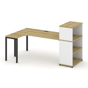 Стол эргономичный с опорным стеллажом с надставкой низкой левый