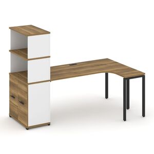 Стол эргономичный с опорным распашным шкафом с надставкой высокой правый